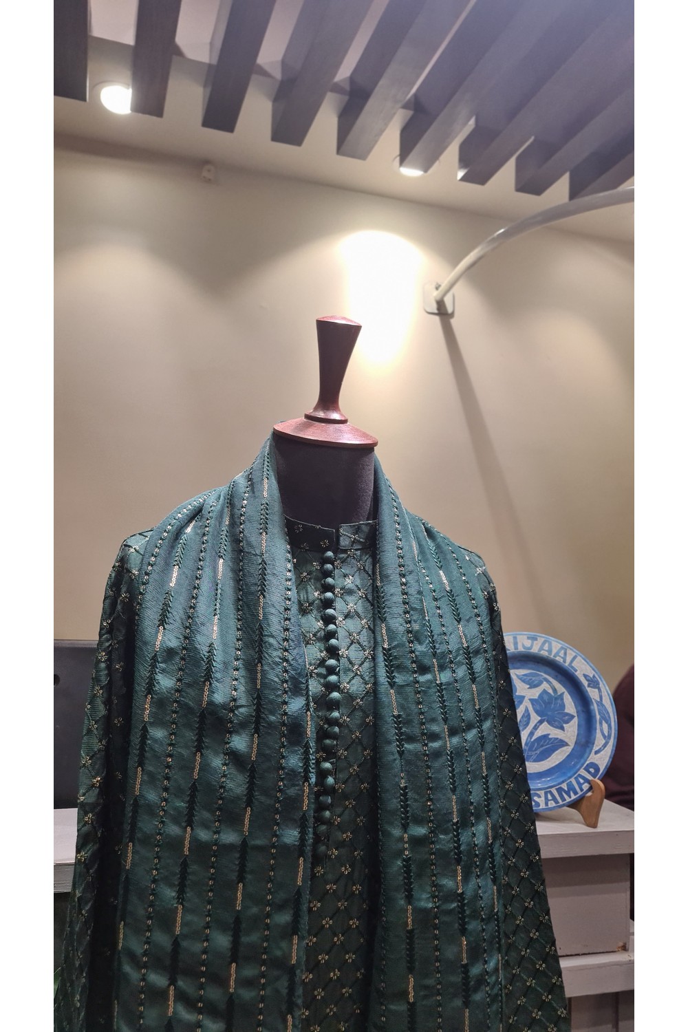 embroided kurta pajama with shawl