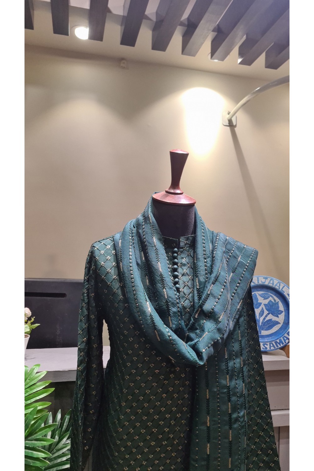embroided kurta pajama with shawl