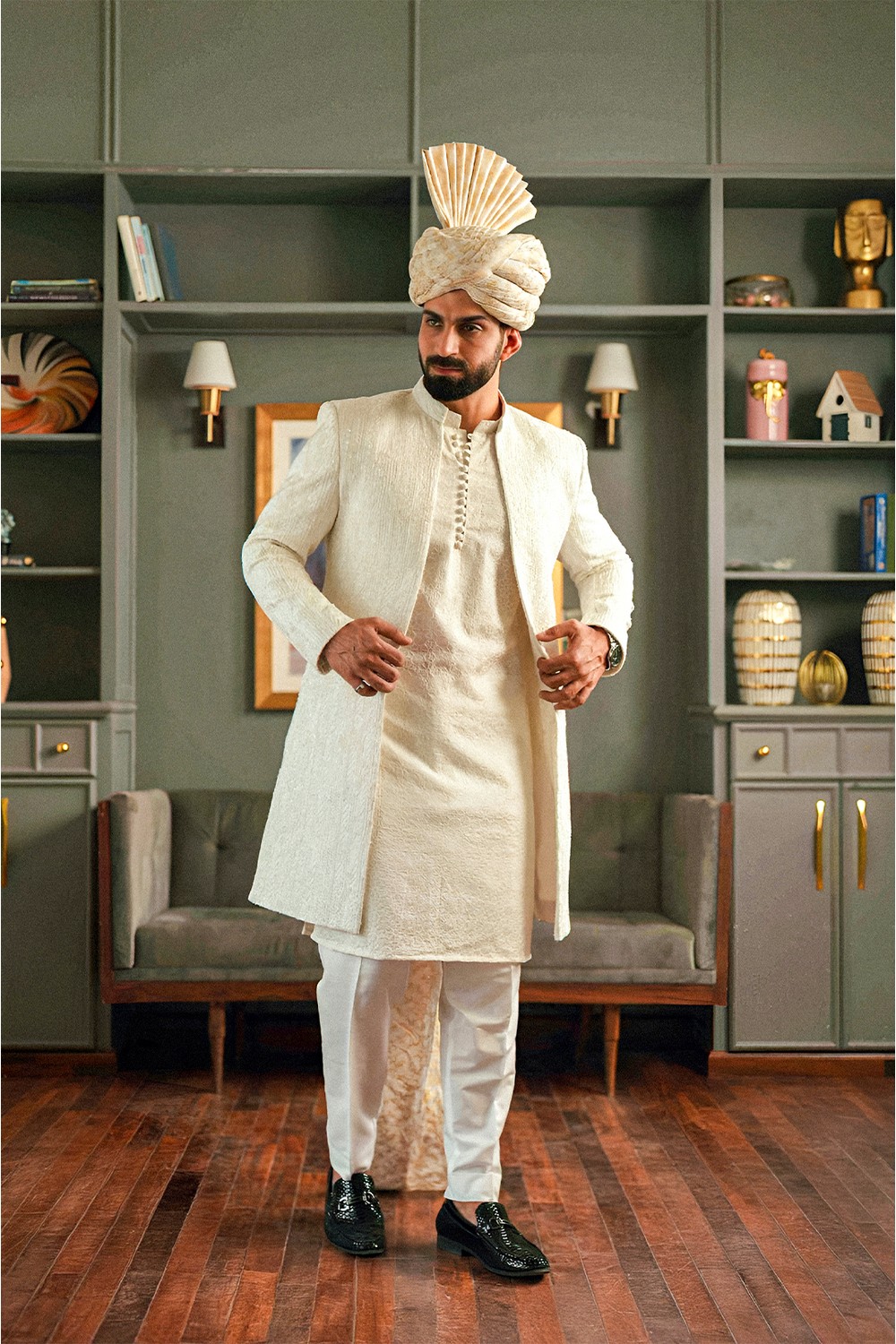 ARRIJAAL-FRONT OPEN EMBROIDED SHERWANI