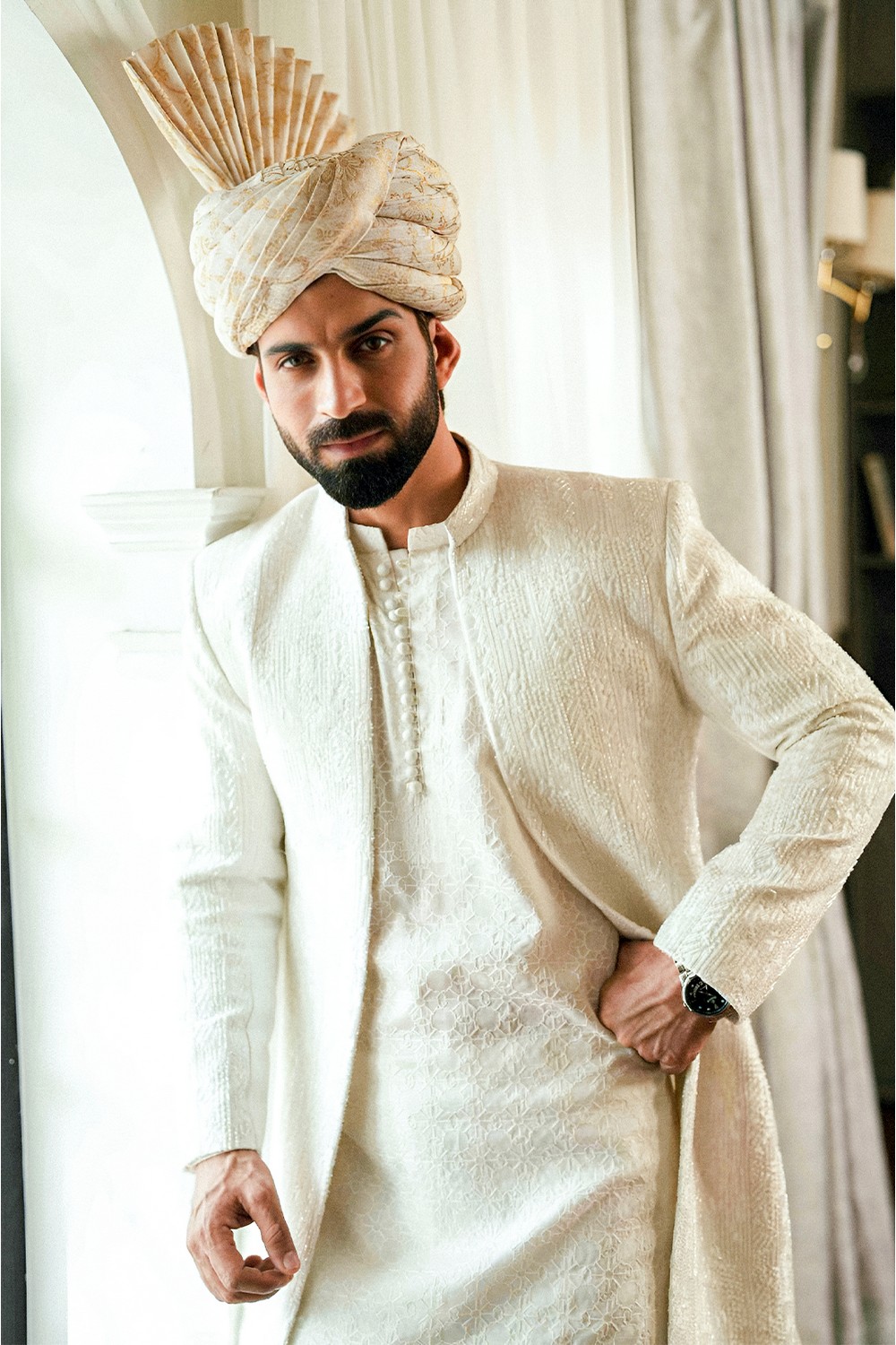 ARRIJAAL-FRONT OPEN EMBROIDED SHERWANI