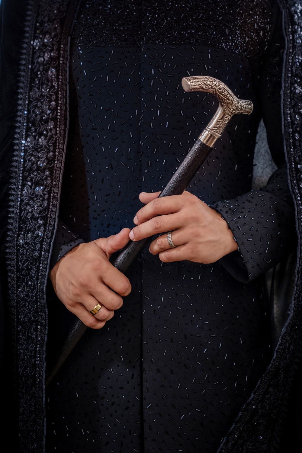 ARRIJAAL-BLACK EMBROIDED SHERWANI