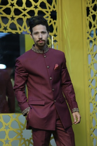 suiting  prince-coat with color hand emboridery
