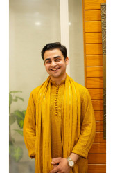 EMBROIDED KURTA PAJAMA WITH SHAWL