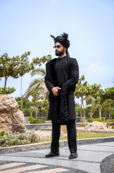 ARRIJAAL-BLACK EMBROIDED SHERWANI