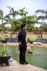 BLACK EMBROIDED PRINCE COAT